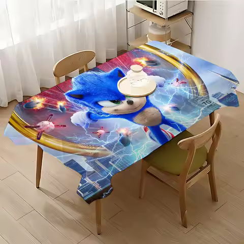 Anime S-Sonic Table Cloth Party Tablecloth Colorful Birthday Tablecloth Blue Sky Rose Gold Tablecloth Beach Pool Birthday