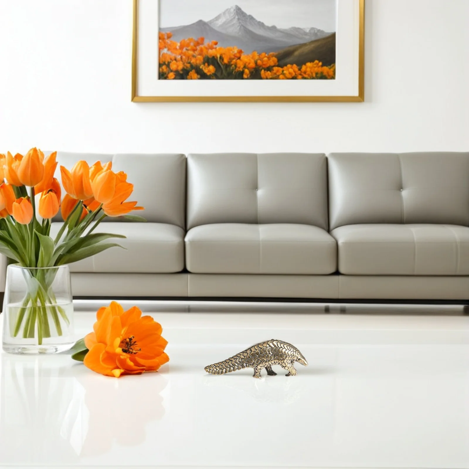 

1pc Retro Style Brass Pangolin Decor Fine Craftsmanship Desktop Adornment Bookshelf Ornament Office Desk Decorative