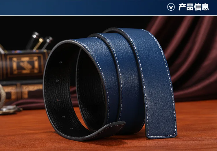 Herren-Gürtel mit 3,7 cm breiter, perforierter Glattschnalle – Modischer, vielseitiger Business-Gürtel mit H-Buchstaben-Ersatzschnalle und separatem Gürtelband – Detail 4