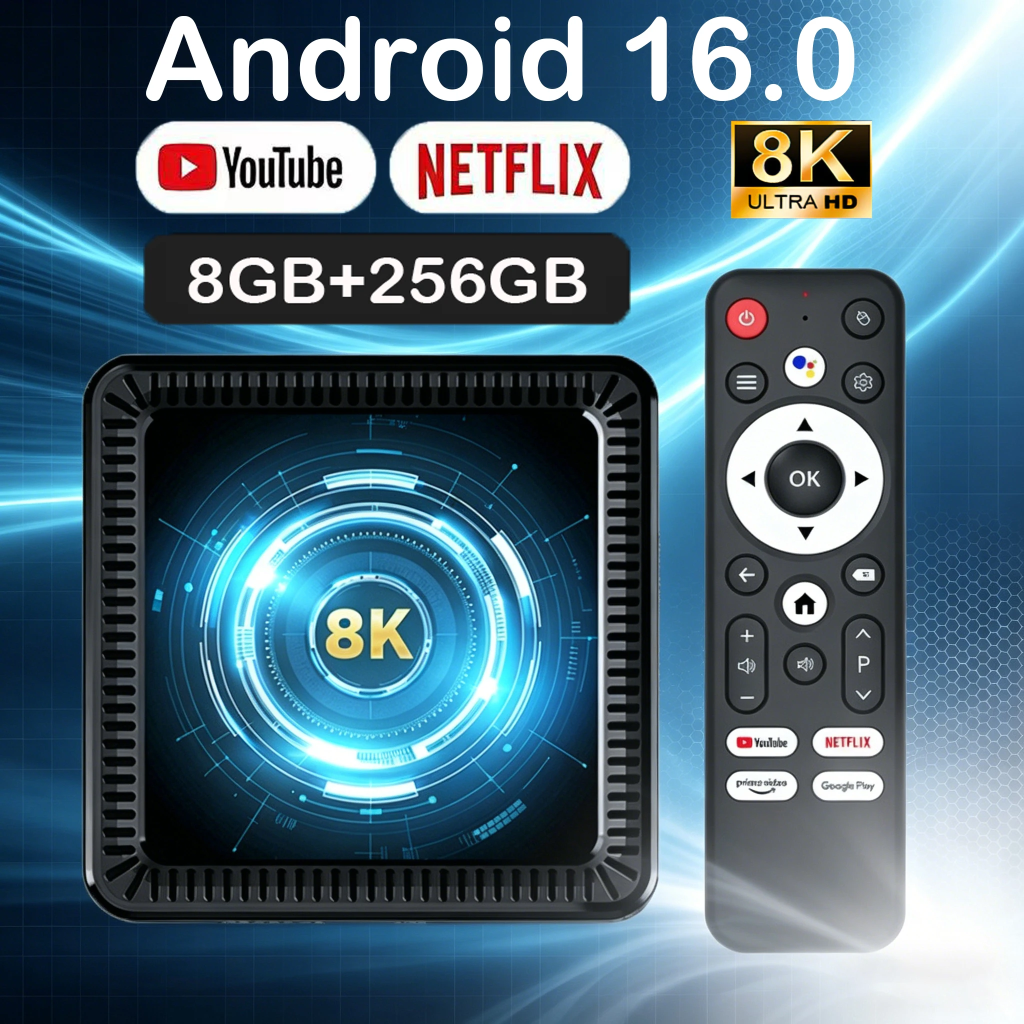 Android16 Smart TV Box 8GB+256GB AllwinnerH618 Google Assistant 8K Ultra HD Video Bluetooth6.0 Reproductor Multimedia Smart Set Top Box
