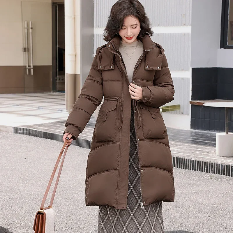 -30 Degrees Winter Women\'s Clothing Large Size Thickening Length Down Cotton Jacket Female Comfort Casual Parkas Hooded Coat