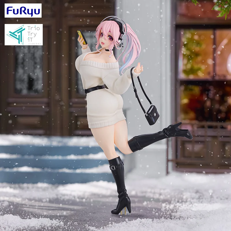 Original FuRyu Trio-Try-iT SUPER SONICO Winter Memories Ver. PVC 21CM Anime Action Figures Model Collection Toy