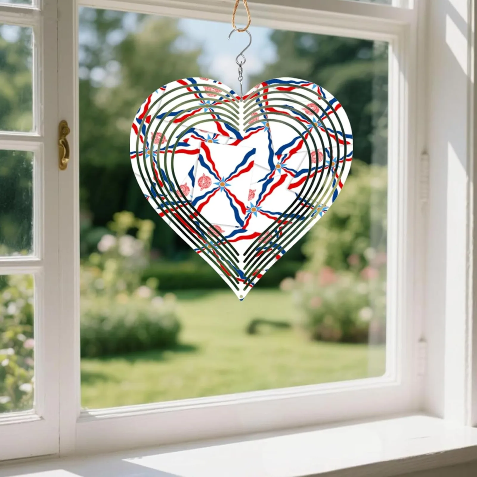 Couple Memory Custom Photo Heart Wind Spinner Outdoor Garden Decor