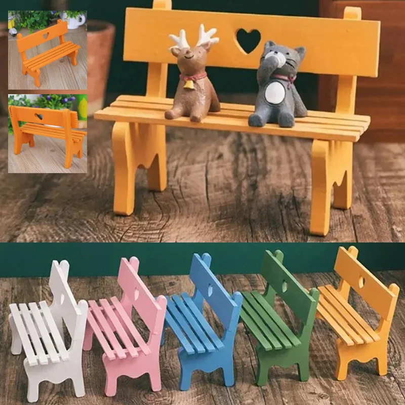 Creative Doll Housefurniture Toys Mini Bench Home Decoration Solid Color Small Bench Shooting Background Props Garden Ornaments