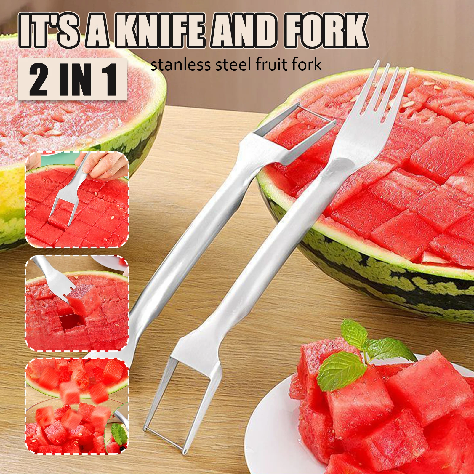 Watermelon Slicing Tool for Household Use, Dual-purpose Kitchen Watermelon Specific Fruit Slicer gadgets  kitchen items