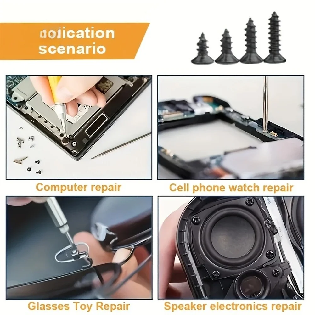800pcs M2 Black Cross Countersunk Flat Head Self Tapping Screws For Computer For Home Improvement DIY Boxed Set ﻿