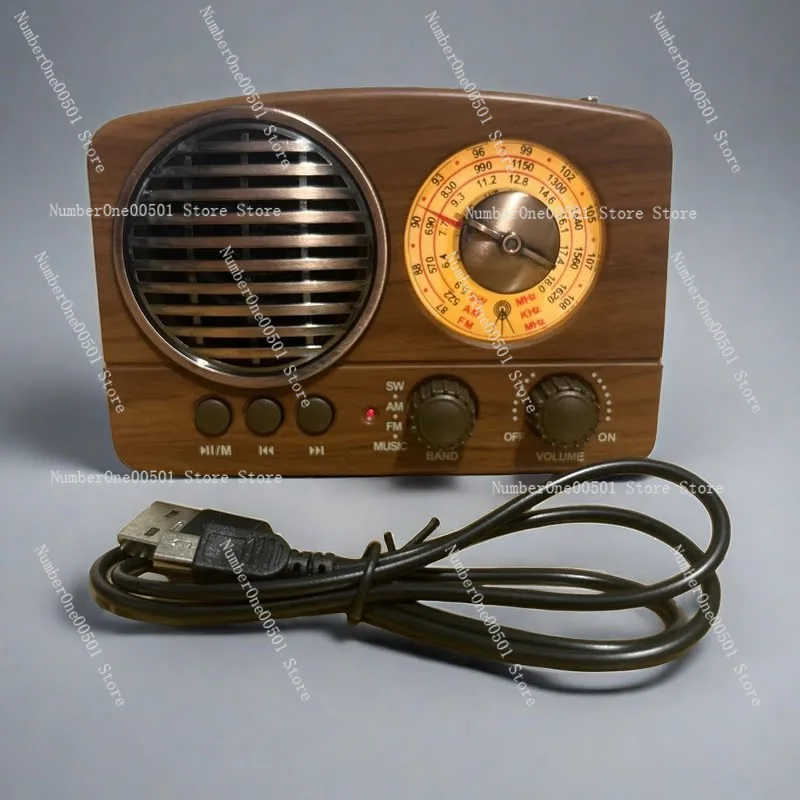 US Retro Full Band Radio AM FM SW Portable Bluetooth Speaker  Card MP3 Player Vintage Home Decor