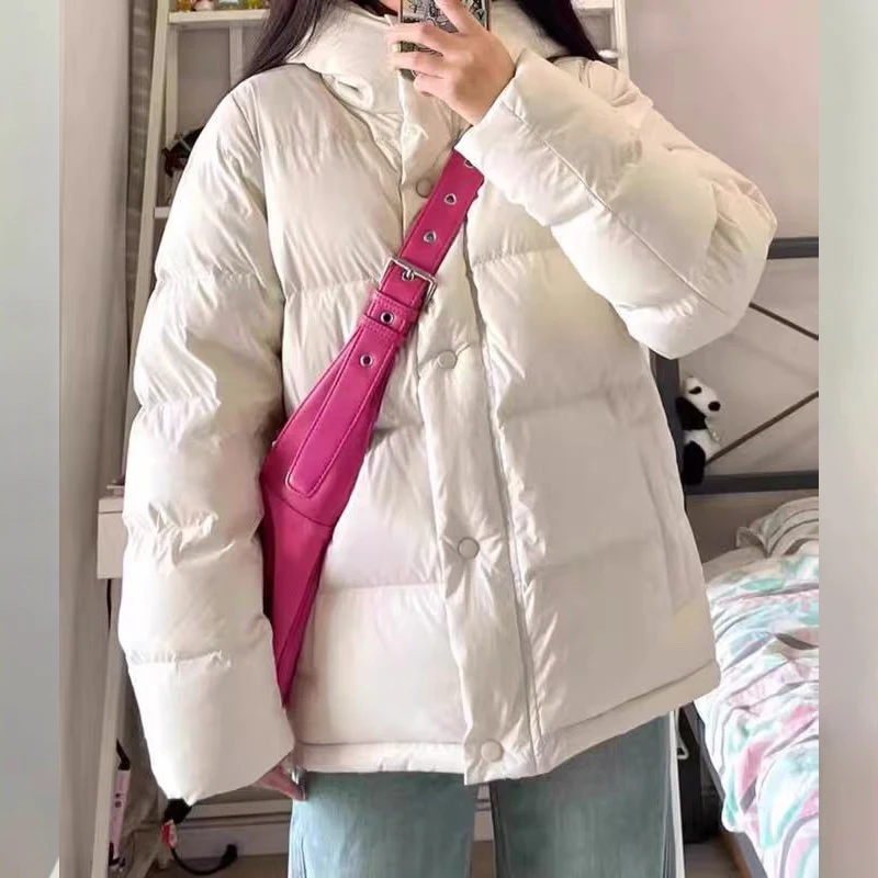 เสื้อแจ็คเก็ตบุผ้าฝ้ายสำหรับเด็กผู้หญิง แบบหนา สำหรับฤดูใบไม้ร่วงและฤดูหนาว  แบบมีฮู้ด สไตล์เกาหลี  แบบสั้น  สำหรับนักเรียนหญิง  เสื้อแจ็คเก็ตพัฟเฟอร์  ให้ความอบอุ่น