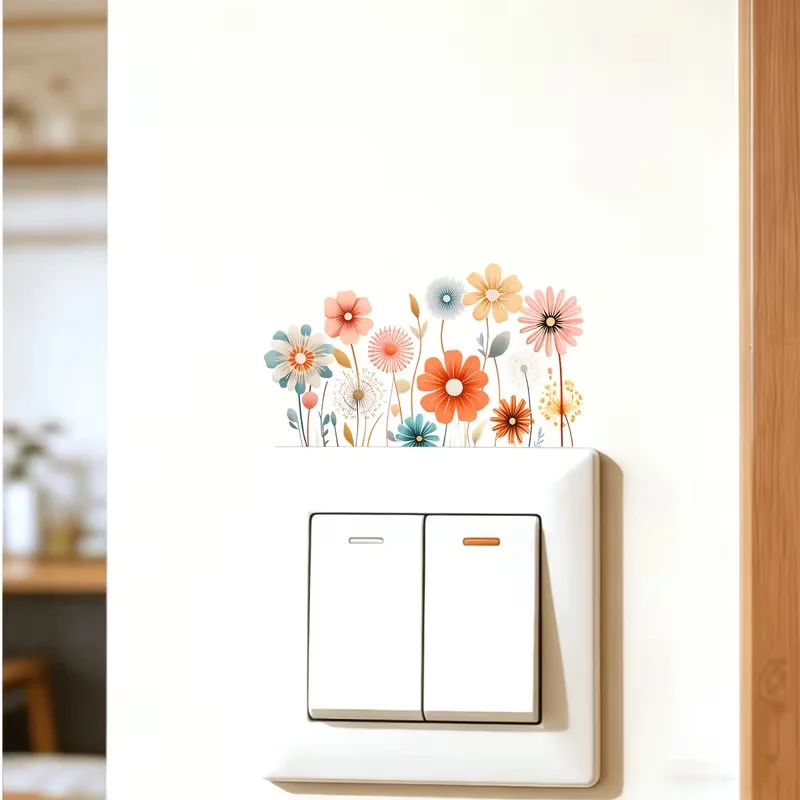 Morandi chrysanthemum switch socket sticker bedroom decoration sticker