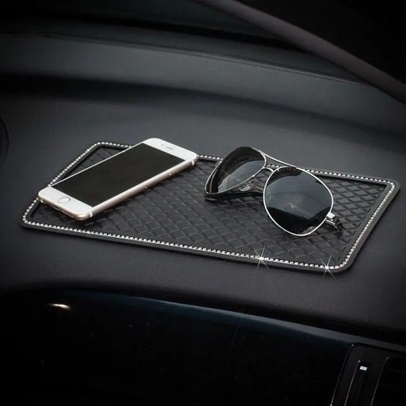 Diamond-encrusted swan car anti-skid pad, plus-sized car anti-skid pad, grid pattern rectangular anti-skid pad storage