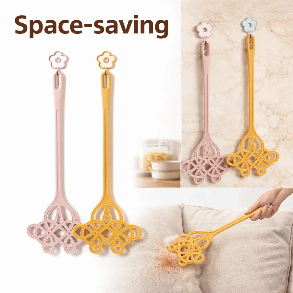 New Long Handle Dust Beater Lightweight Rattan Material Household Cleaning Tool Woven Design Carpet Beater