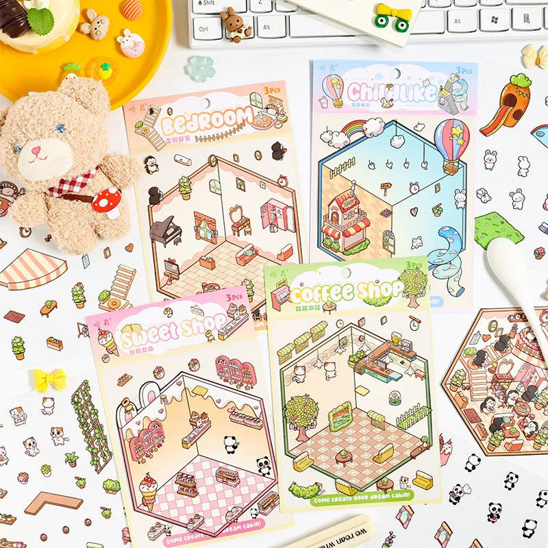 Dream House 3D Landscape Stickers for Bicycle Journal Pencil Case Decoration Anime Worlds Store