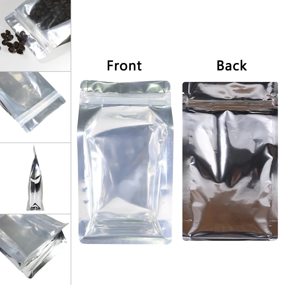 100pcs Smell Proof Stand Up Pouch Pistachio Cashew Nut Heat Sealing Clear Window Zipper Lock Aluminum Foil Side Gusset Bag