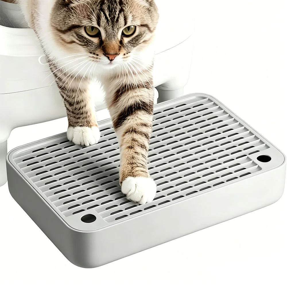 Litter Box Step, Litter Box Ramp/Catcher, Anti-Tracking & Easy to Clean, Ideal for Small & Elderly Cats