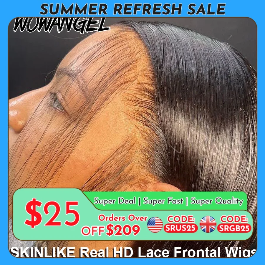 WOW ANGEL HD Lace Front Wigs 250% 13x6 HD Lace Front Wigs Straight Hair Invisible HD Lace Melt Skin HD Lace Front Human Hair Wig
