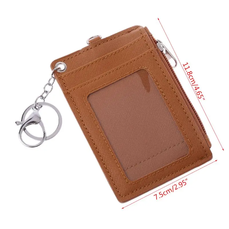 Portable Leather Business Credit Badge Holder Coin Purse Wallet Keychain Dropship