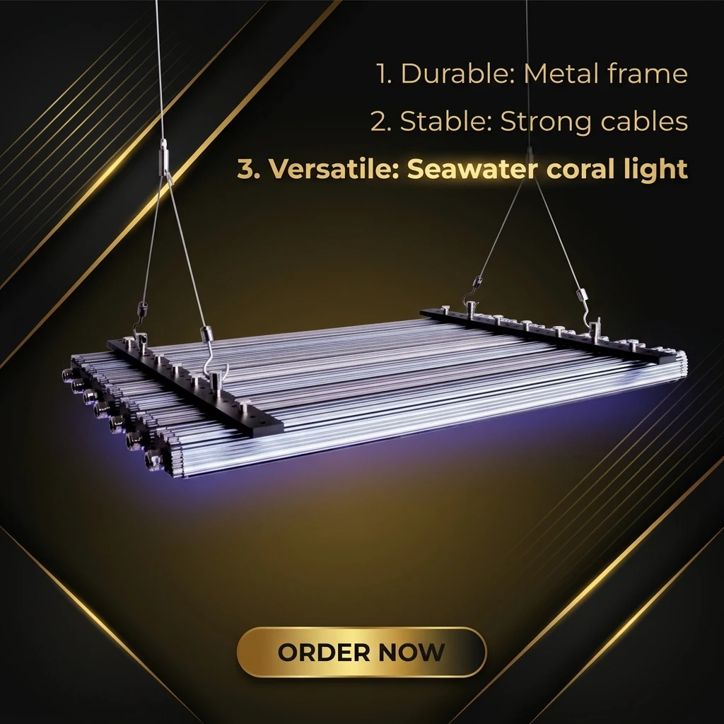Rectangle Living Marine Reef Sea Tanks Supplemental LED Lighting Promotes Growth Coloration Energy Saving Ultra Quiet
