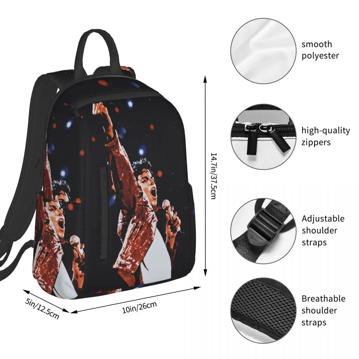 Pop Music Michael J-Jackson (6) Backpack Student BookBag Boys Girls School Bag Laptop Shoulder Bags Men Women