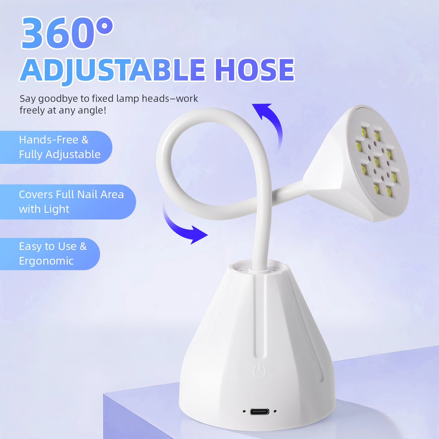Draagbare UV LED-nagellamp voor snelle gelnagellak met verstelbare hoek Ontwerp nagellicht voor thuis manicure salon doe-het-zelf gebruik