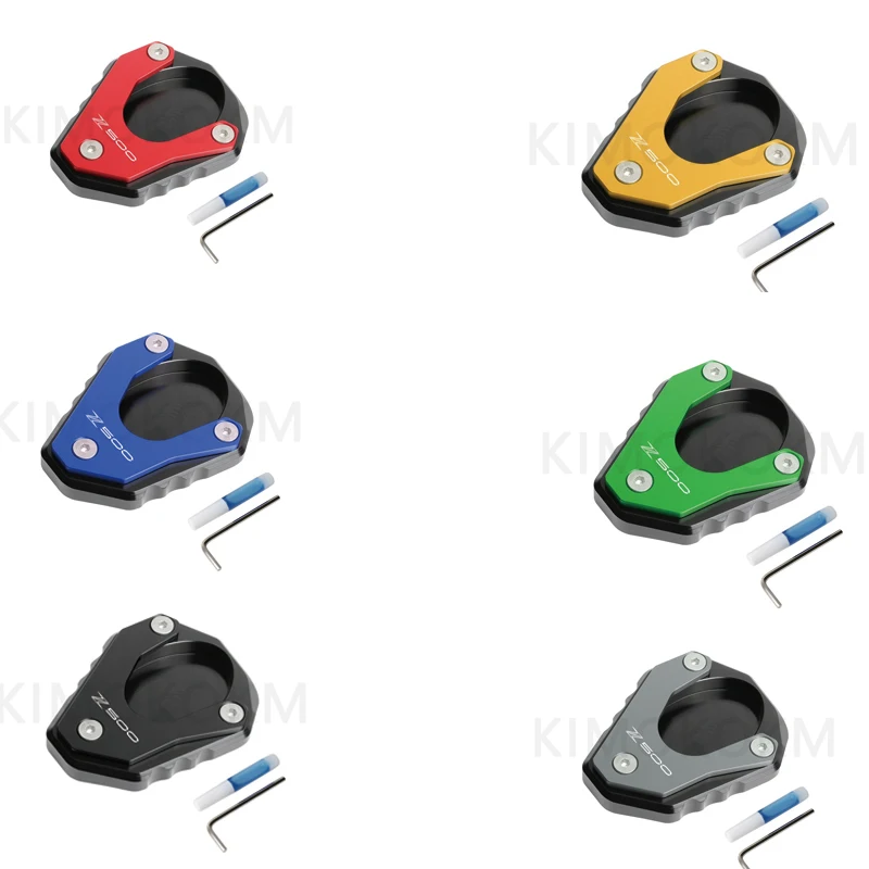 

Motorcycle Accessories For Kawasaki Z500 2024 2025 Side Stand Pad Plate Kickstand Enlarger Support Extension Edge Support Pad