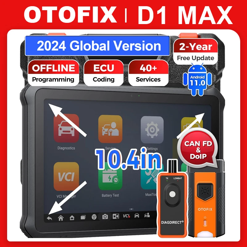 OTOFIX D1 Max Diagnostic Scanner Bi-Directional Bluetooth Scan Tool ECU Coding OBD2 Diagnostic Tools 2 Year Free Update