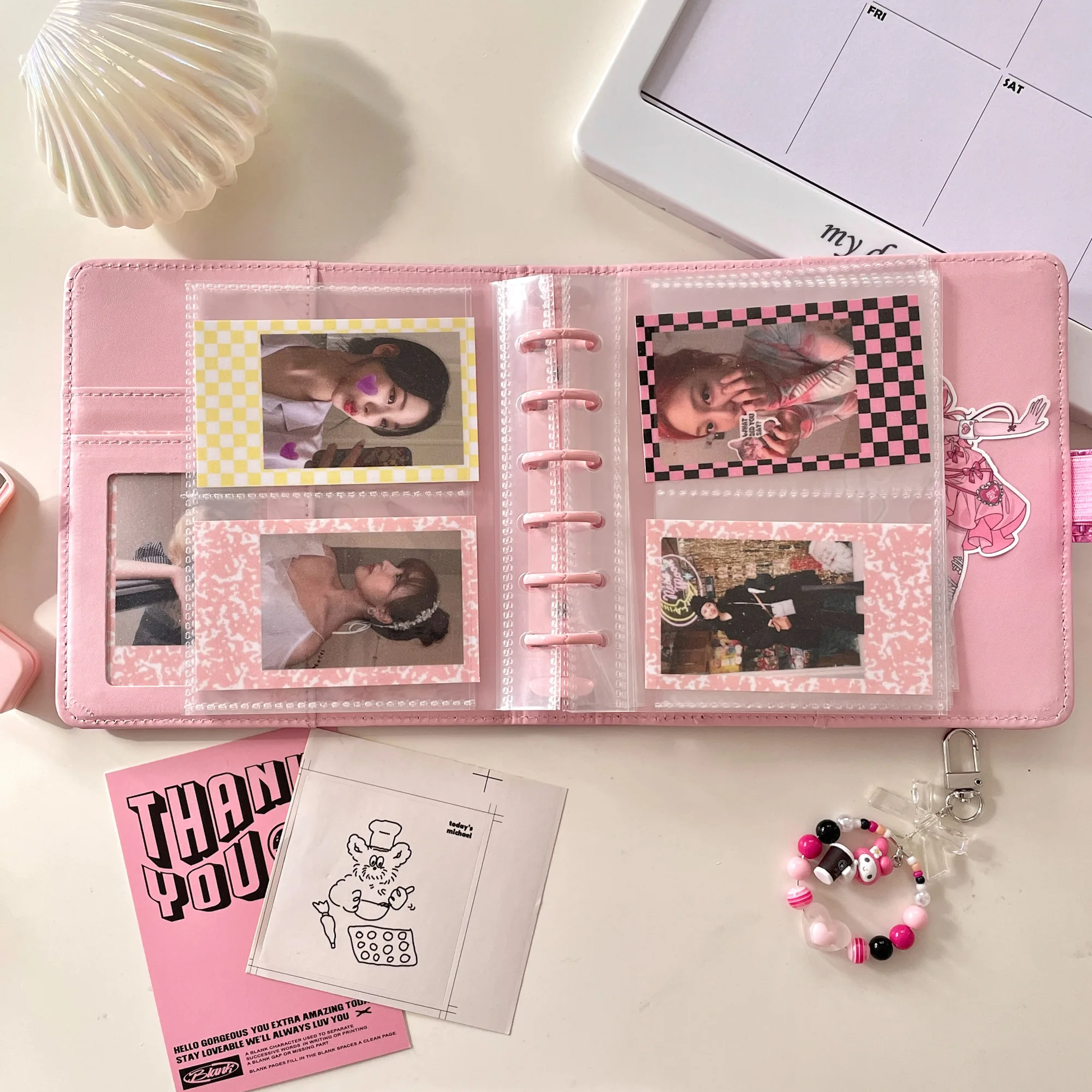 MINKYS New Square Laser Bling PU Leather Photocards Collect Book Binder Notebook Cover Diary Agenda Planner Stationery