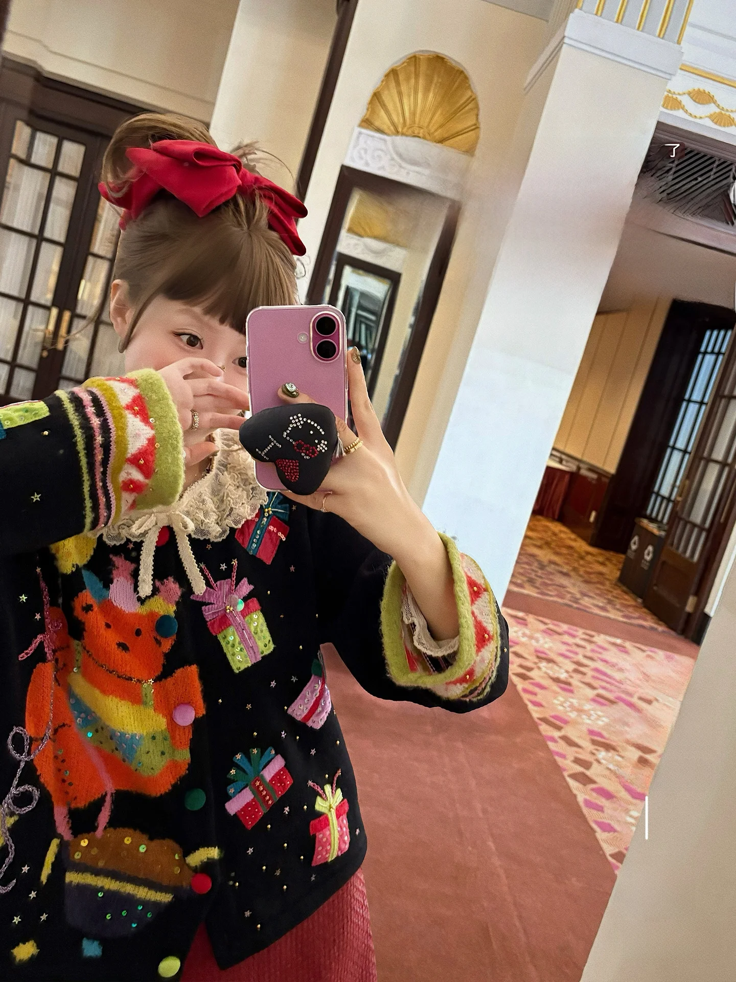 

Vimas Vintage Bear Par Sweater Handmade Bead Hanging Tead Women's Cotton Long Sve Cardigan Autumn Winter Faion