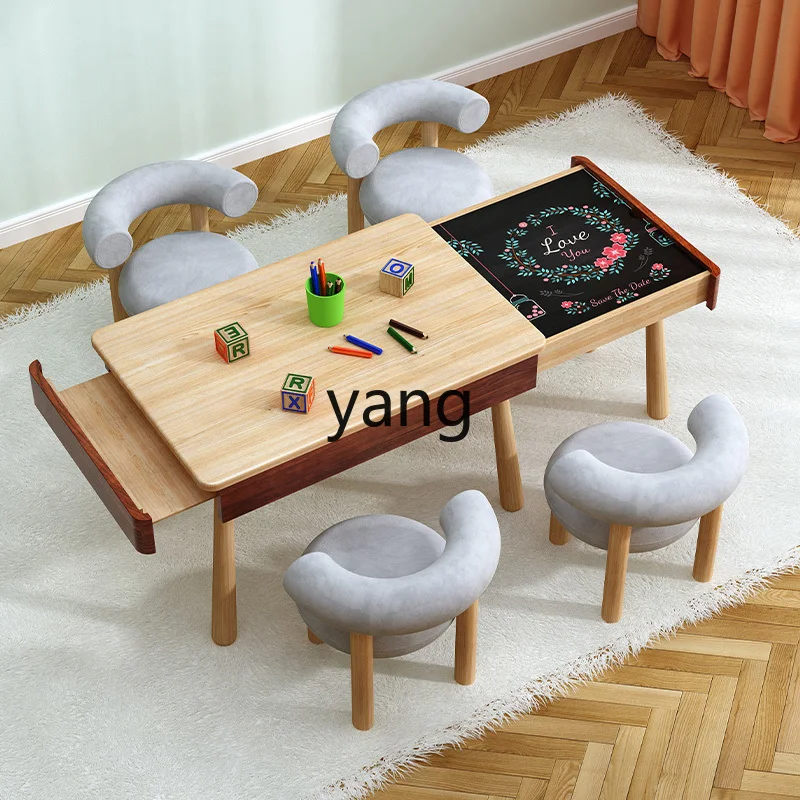 CX Elementary School Student Solid Wood Desk Table and Chair Suit Bedroom Children Telescopic Table Computer Table and Chair