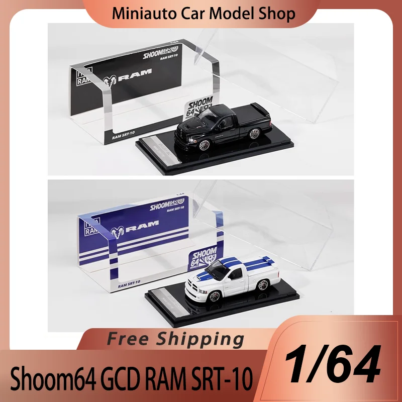 Nuevo diciembre en Stocck Shoom64 Gcd 1:64 Dodge Ram Srt-10 aleación miniatura modelo fundido a presión Dodge Pickup coche modelo juguetes personalizados regalo