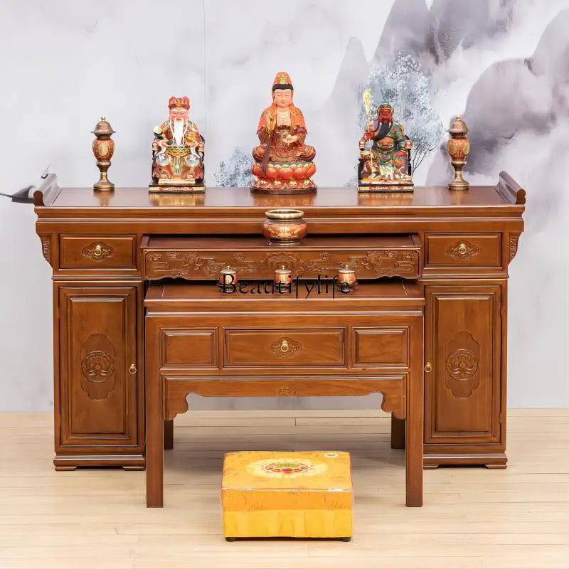 Solid wood new Chinese offering table Fotai God of Wealth Gong Fengtai Buddhist niche Eight Immortals Table