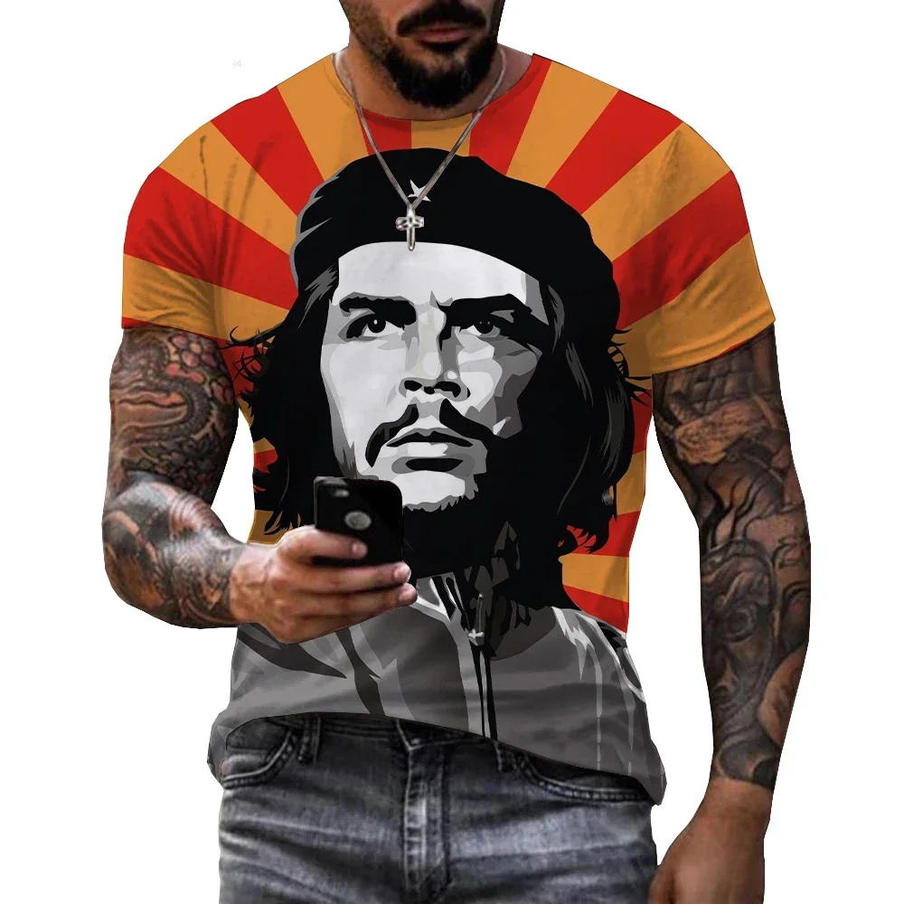 تي شيرت مطبوع ثلاثي الأبعاد للجنسين Che Guevara ، ملابس الشارع ، ملابس الرجال ، ملابس صيفية كبيرة الحجم ، موضة غير رسمية ، جديدة
