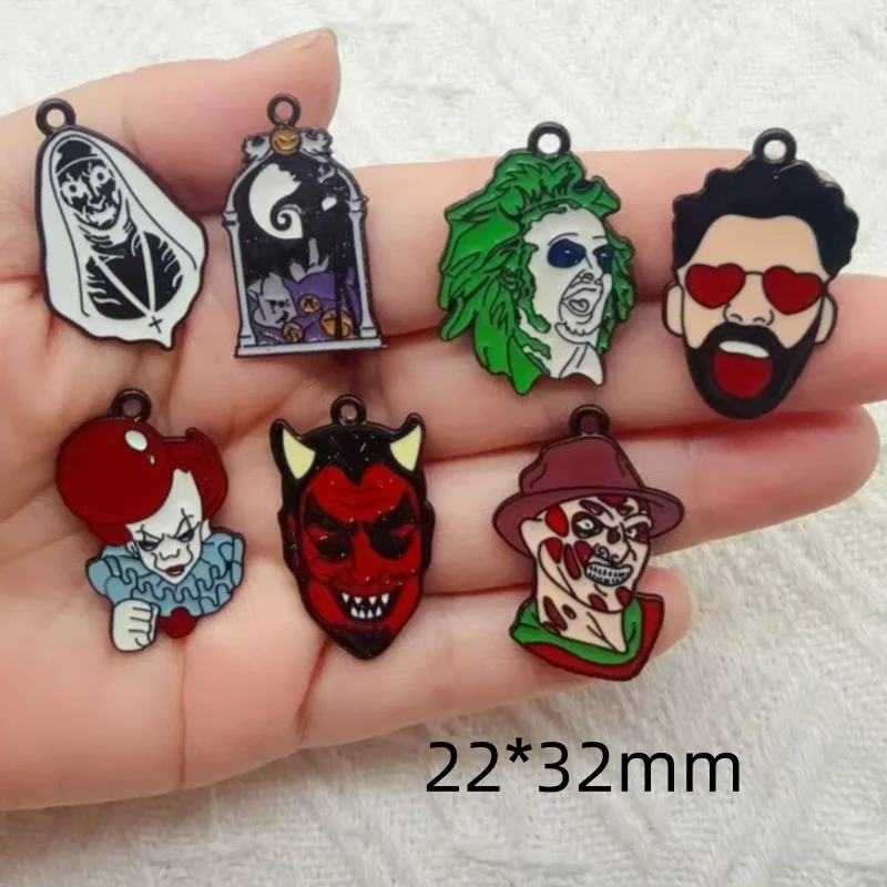 10pcs alloy drip oil cartoon Halloween pendant, DIY jewelry making earrings, keychain accessories image 6