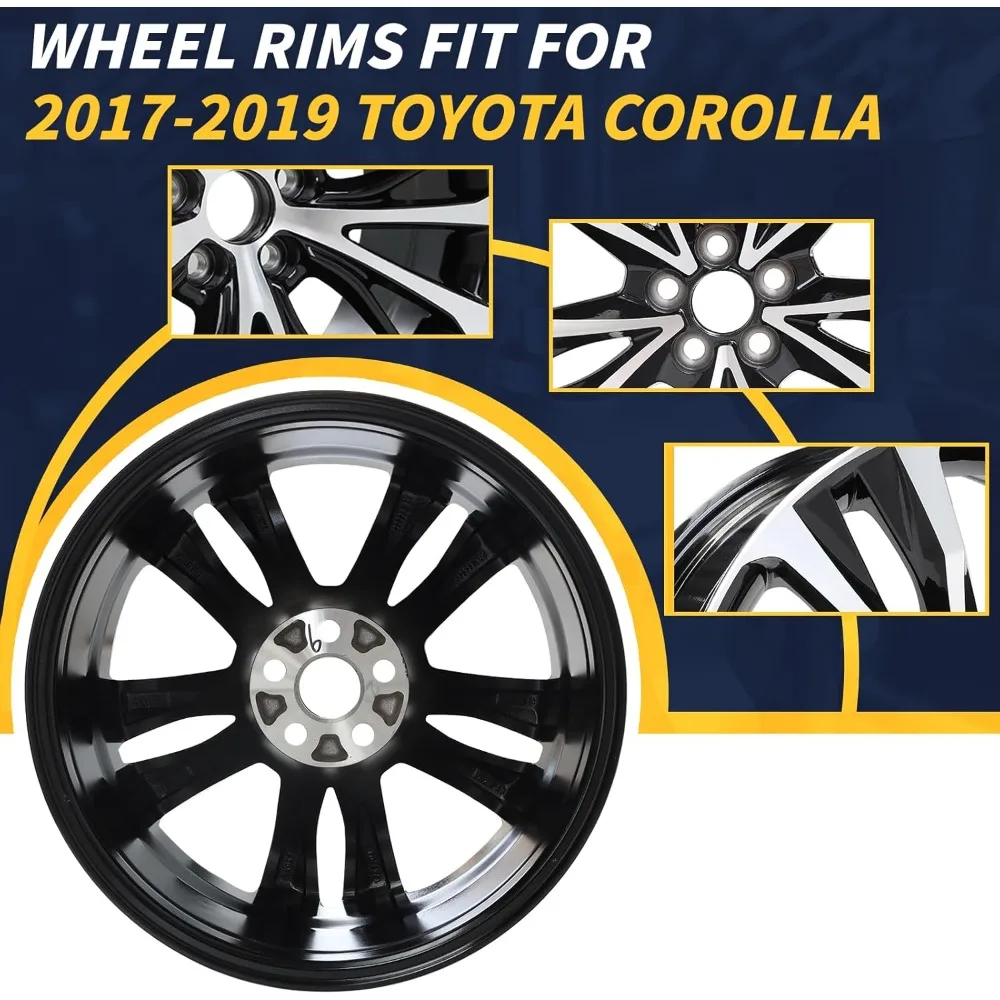 Обработанные черные колесные диски 17x7, подходят для Toyota Corolla 2017 2018 2019, обработанные черные OEM дизайнерские колеса 17, одиночная замена