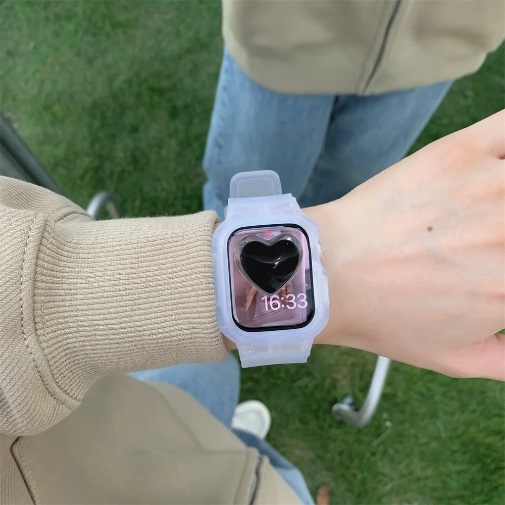 Apple Watch Series 8/7/6/SE/5/4/3/2/1対応 バンドケース メンズ レディース TPU クリアストラップ iWatch 45mm/41mm/44mm/42mm/38mm/40mm対応