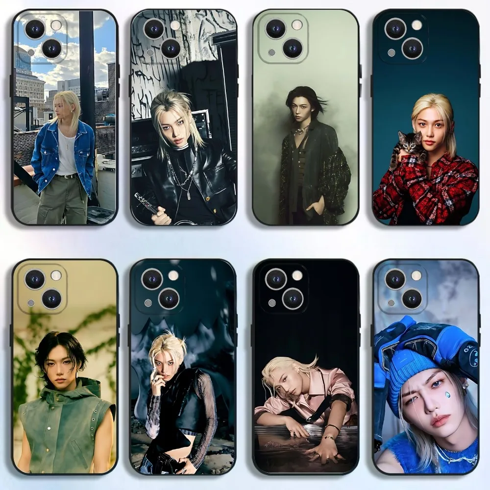 

Kpop F-Felix L-Lee Phone Case For iPhone 16,15,14,13,12,11 Plus,Pro Max,XS,X,XR,SE,Mini,8,7,Soft Silicone Black Cover