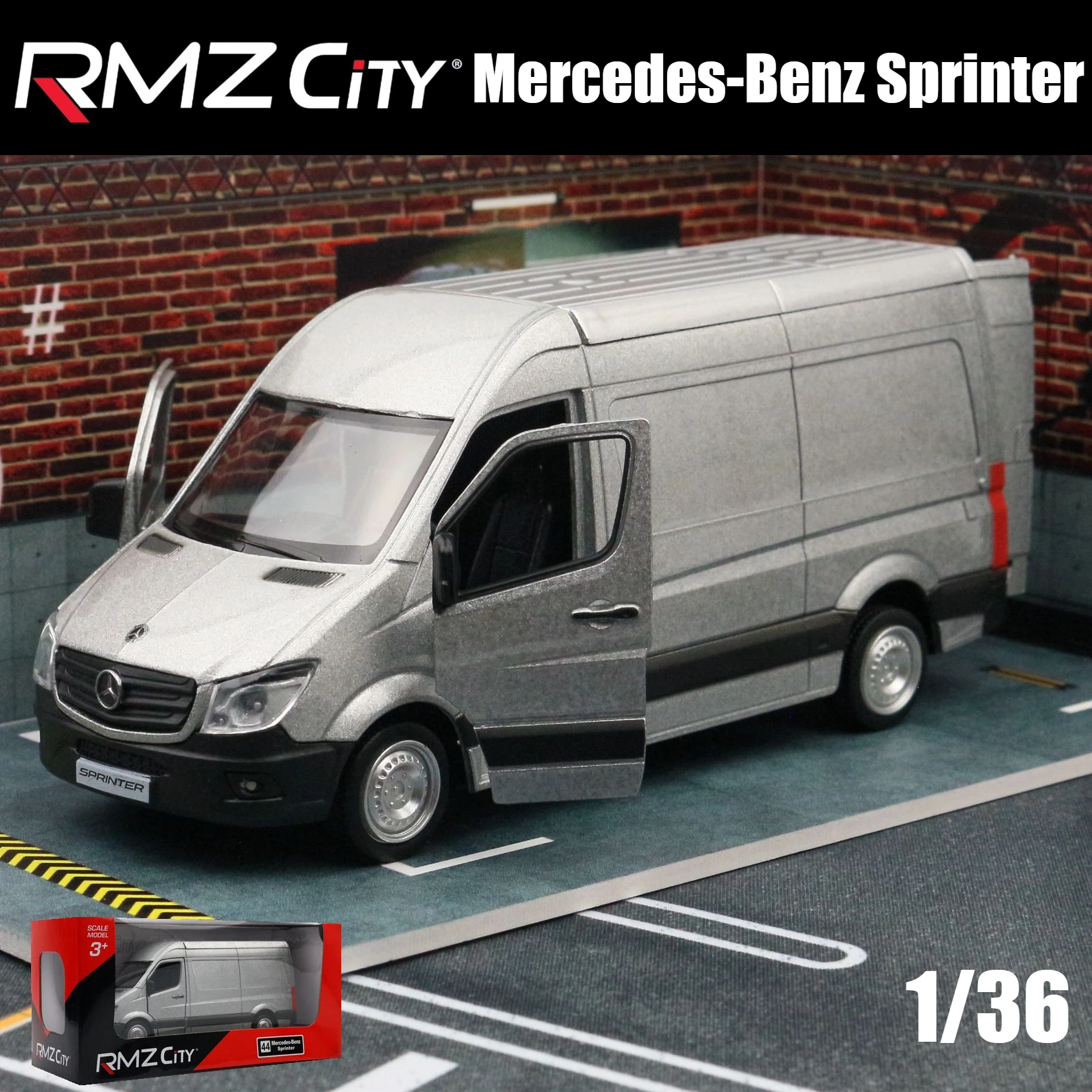 1/36 Mercedes-Benz Sprinter Car Toy For Children, Diecast Miniature MPV Van Model, RMZ City Truck Vehicle, Pull Back Gift Boys