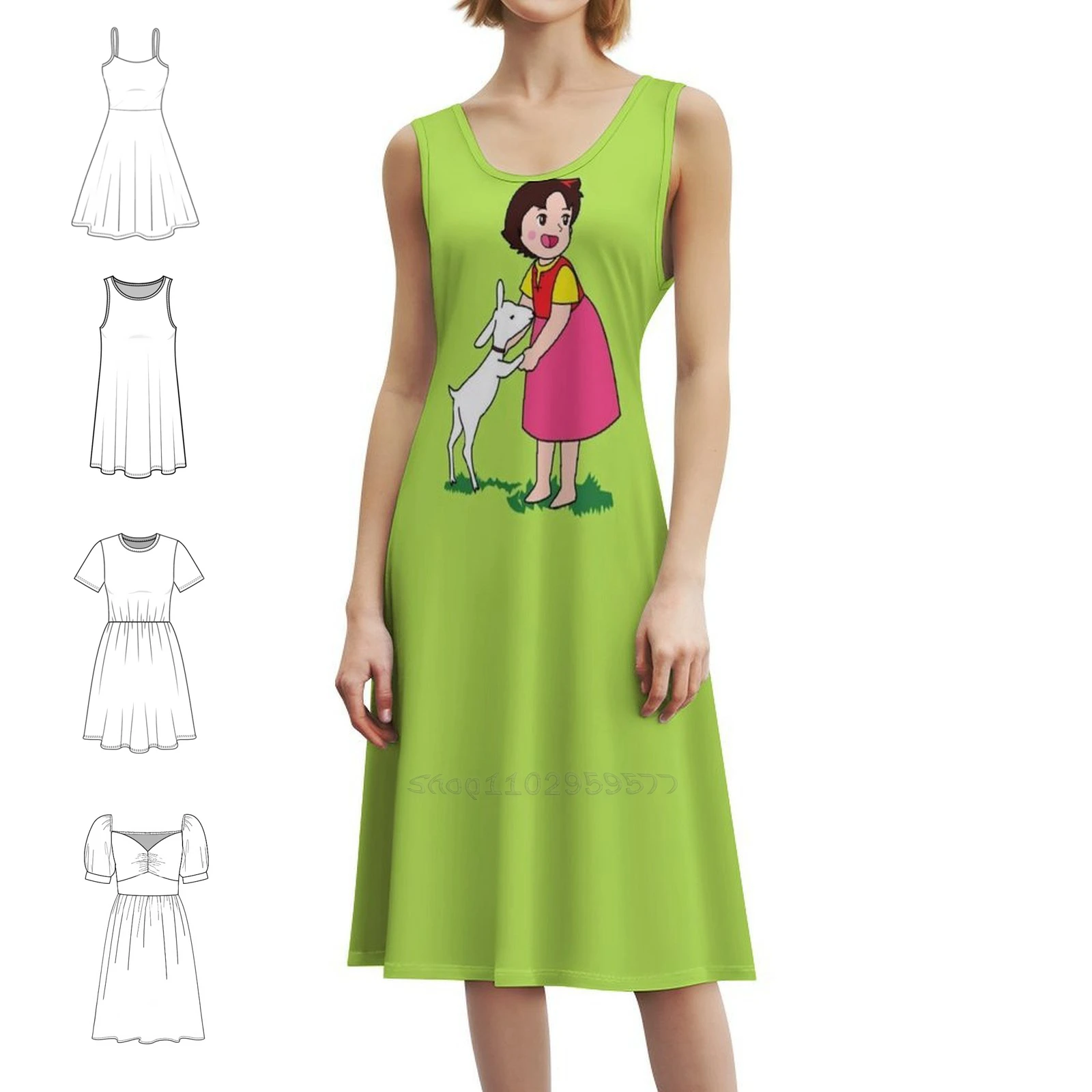 

Платье Heidi в корейском стиле для женщин. Элегантное повседневное платье для вечеринки или повседневного ношения. Heidi Ретро-мультяшное винтажное забавное платье с комиксами.