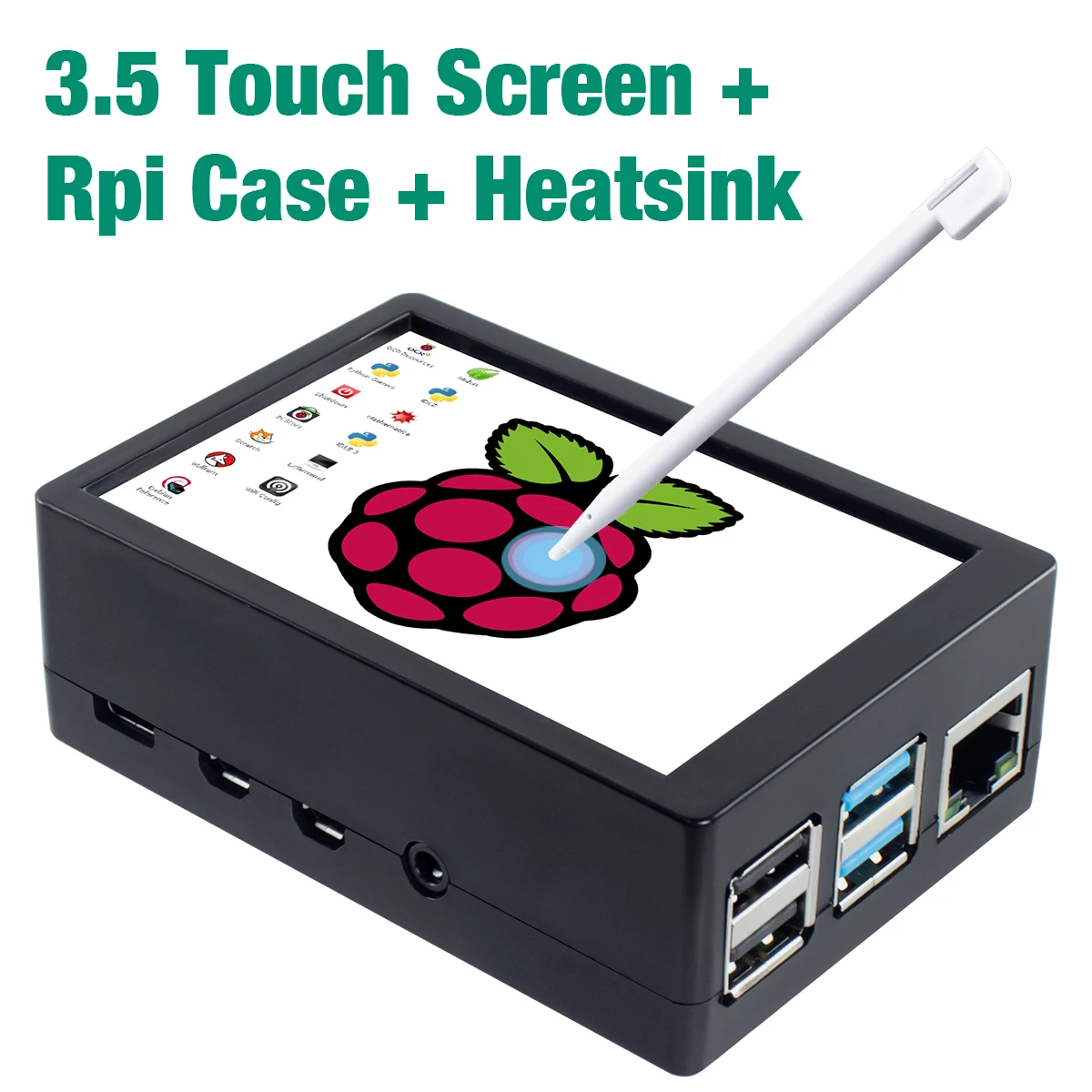 Pantalla táctil LCD de 3,5 pulgadas para Raspberry Pi 4B, Monitor táctil con estuche, 480x320, SPI TFT