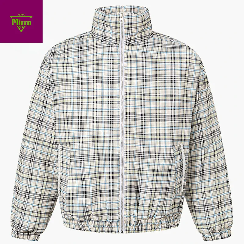 

Men Winter Jackets Plaid Parkas Coats Thicken Warm Jackets Casual Loose Stand Collar Padded Jackets Outwear