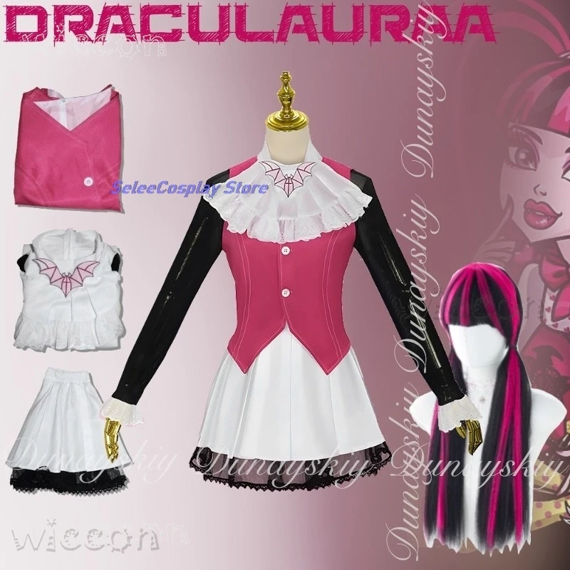 

Костюм на Хэллоуин, школьница эльфа, аниме Дракула, косплей Ула с розовым платьем и черным карнавальным нарядом для взрослых