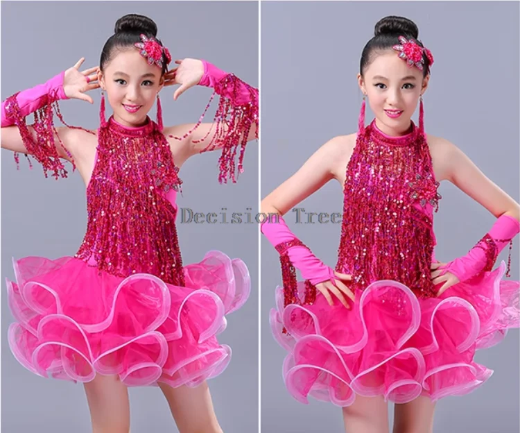 2025 shining dazzling sequin tassel latin dance costume gorgeous girls dance performance outfit trendy temperament dancing dress