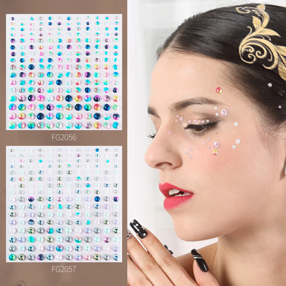 Pearl Face Makeup Tattoo Stickers Self Adhesive Eyes Beauty Pearl Jewels Stickers Festival Body Art Decorations Nail Art Diamond