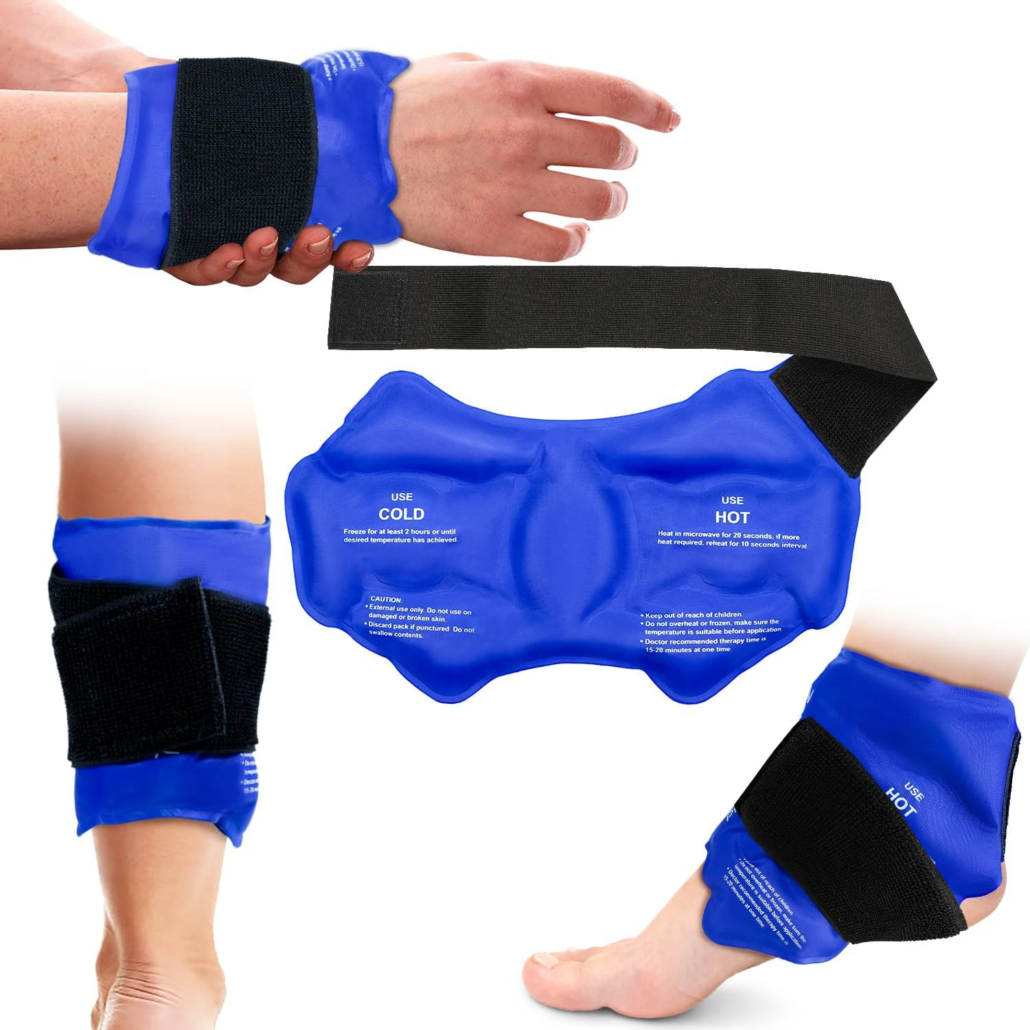 Knöchelbandage, Eisbeutelfolie für Sportverletzungen, heiße und kalte Kompresse, verwenden Sie eine große, wiederverwendbare Gel-Kaltpack-Knöchelunterstützung – Detail 1