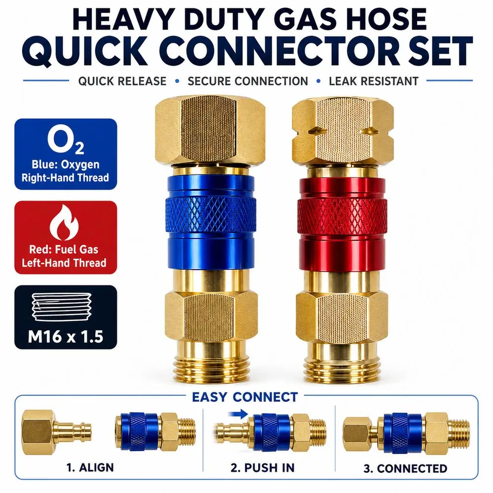 Copper Alloy Gas Hose Quick Connector Quick Release Heavy Duty Gas Coupler Set Knurled Grip Threaded Connection