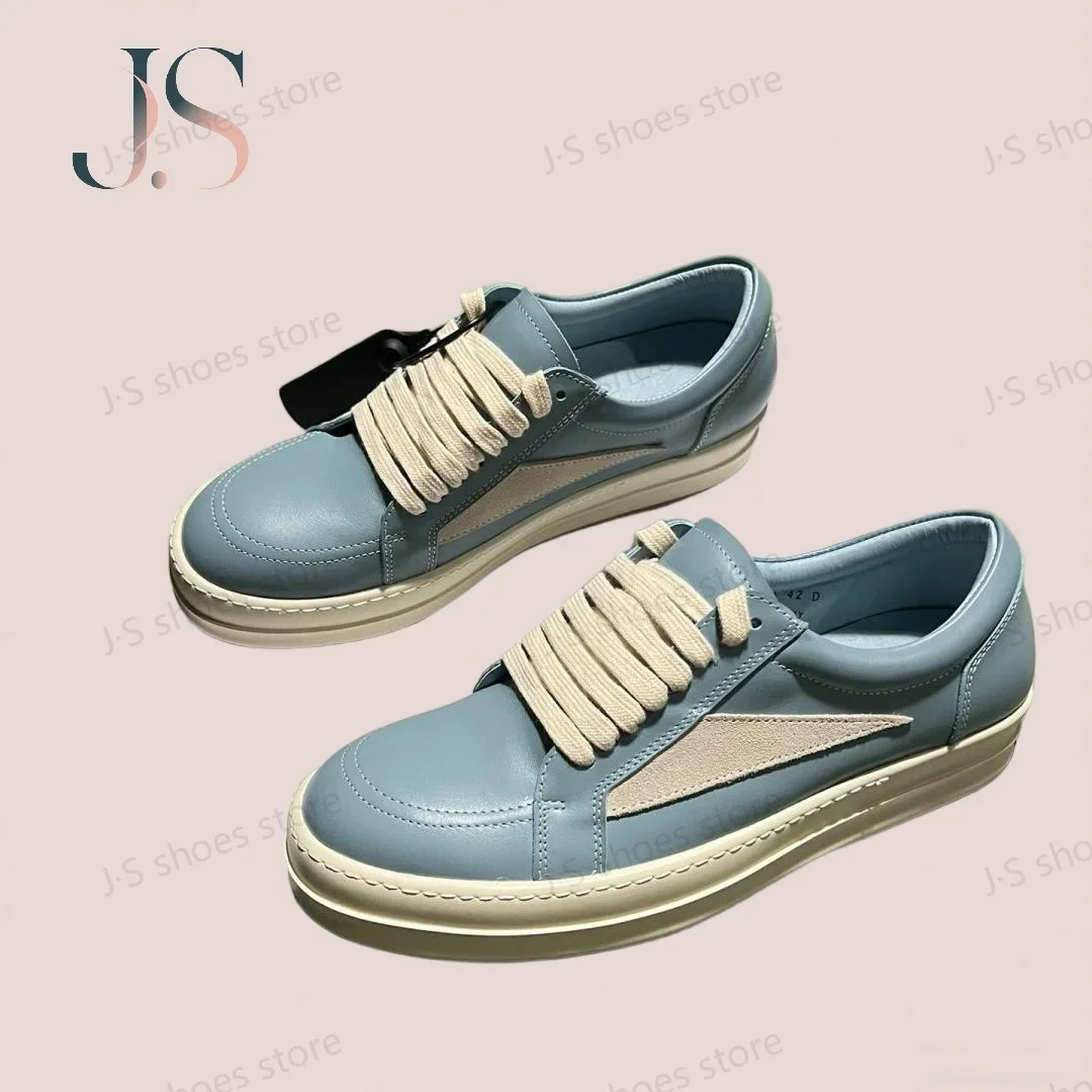 R-o تصميم الأبيض الجلد المدبوغ الأزرق الجلود منخفضة أعلى حذاء فاخر جودة عالية الرجال حذاء رياضة النساء حذاء كاجوال ريترو الدانتيل يصل أحذية رياضية