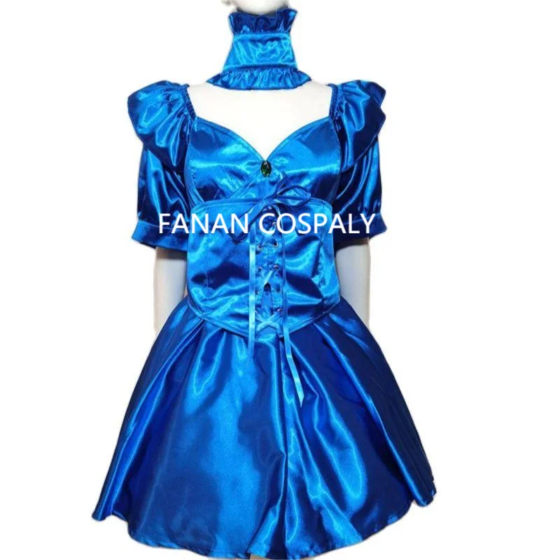 

Adult Giant Baby Sexy Girl Blue Thin Open Chest Waist Ribbon Sissy Dress Maid Role Play Customized Multi Color