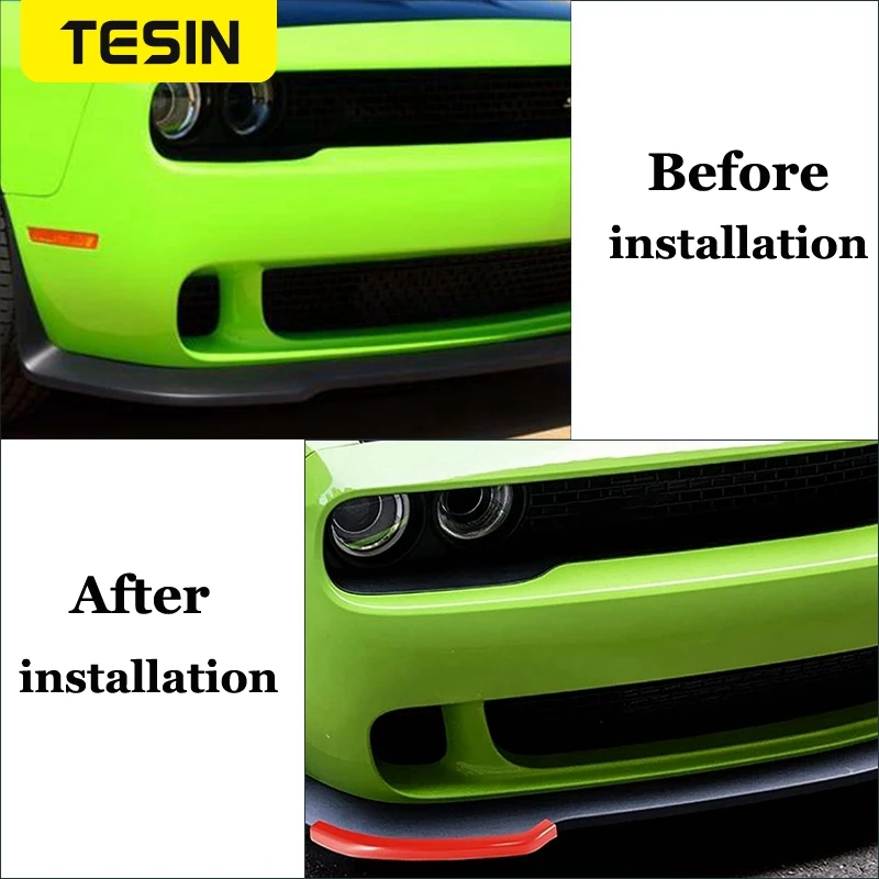 TESIN Car Front Bumper Splitter Protector Lip Spoiler Diffuser Guard Cover for Dodge Challenger SRT Hellcat 2015 Up Accessories