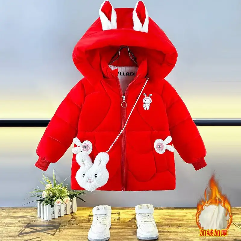 

8 Winter Warm Jackets for Girls Fashion Fur Hooded Children Girls Waterproof Outwear Kids Cotton Lined Parkas 4T