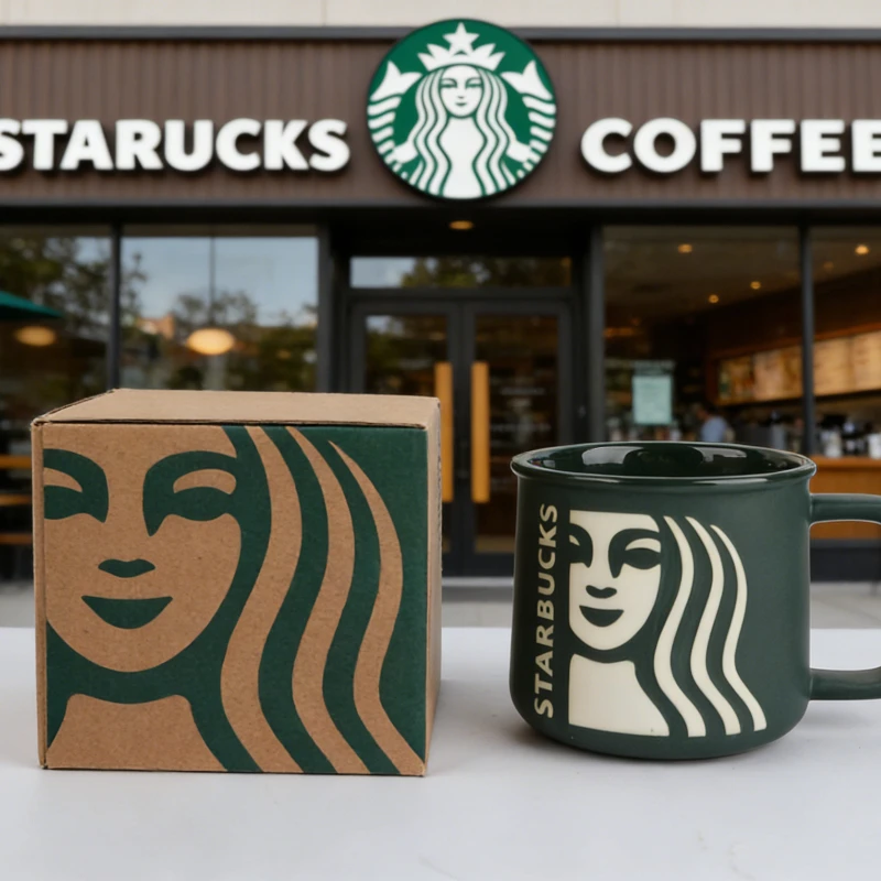 Кружка Starbucks 320 мл, темно-зеленая, керамическая, для дома, для кофе и воды, унисекс, высококачественная.