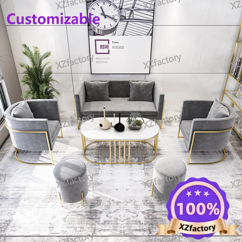 Factory Direct 2026 Top RatedOffice fabric sofa, living room, bedroom, leisure sofa chair, nail salon, wrought iron sofa booth